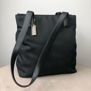 Coach Vintage 7411 Mercer Nylon Canvas Shoulder Bag Purse Leather Trim Black Y2K